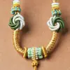 Colgante de Collar de Oro Mandala Tejido a Mano de Gama Alta Colgante de Abejas de Cera de Abeja Jade Jade Hetian Cordón Ajustable Tejido a Mano