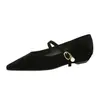 3686-K205 Zapatos Elegantes de Estilo Coreano para Mujer para el Trabajo, Punta Fina, Boca Baja, Correa de Perlas, Tacón Bajo, Tacón de Cuña Zapatos para Mujer