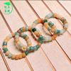Pulsera de Raíz de Bodhi de Jade Blanco Rueda Dorada Natural Envuelto Alrededor del Dedo Color Degradado Suave Plato de Juguete Cuentas Budistas Rosario Pulsera de Semillas de Bodhi