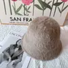 Sombrero de pescador de pelo de conejo para mujer, sombrero de cubo de otoño e invierno, circunferencia de cabeza grande, felpa, sensación de alta gama, cara pequeña, sombrero de cubo blanco, para mujer