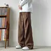 Calça de espinha de peixe plissada estilo americano, nova coleção de outono masculina, calça reta solta, calça pantalona plus size para homens maiores