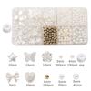 Caixa de Conjunto de Pérolas ABS Perfuradas/Não Perfuradas Brancas com 10 Compartimentos, Kit de Acessórios de Material para Pulseira e Corrente de Celular Feitas à Mão DIY