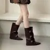 Botines de Punta para Mujer Chuyuji con Hebilla de Cinturón, Nuevo Estilo Otoño/Invierno 2026, Botas de Tacón Grueso de Ponerse de Moda para Mujer