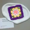 Posavasos Cuadrado Hilo Crochet Colorido Almohadilla Aislante de Calor Hueco Patrón Abuela Fondo Decoración DIY Adorno Colgante