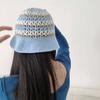 Chapéu de Pescador com Padrão Ondulado Feito à Mão Crochê Chapéu de Tricô Vazado Feminino Primavera e Outono Chapéu de Pescador Mostrando o Rosto Pequeno Chapéu de Bacia com Proteção Solar