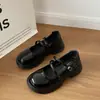 Sapatos femininos de couro versáteis com bico redondo e sola grossa, nova coleção primavera/outono 2026, estilo preppy, inspirado em JK, design retrô francês, sapatos Mary Jane com salto grosso