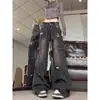 Jeans de trabajo de borde crudo estilo americano para mujer, novedad primavera-verano 2026, pantalones casuales rectos de pierna ancha de alta costura para chicas a la moda