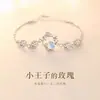 Pulsera de plata con diseño de principito rosa para niña, lujosa y exquisita pulsera de piedra lunar para mujer, regalo de cumpleaños para su novia.