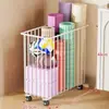 Cesta de almacenamiento para colchoneta de yoga con ruedas, estante estrecho para equipo de fitness, contenedor de almacenamiento para raquetas de bádminton, cesta para rodillo de espuma en casa nuevo