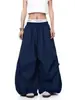 Pantalones Paracaídas Plisados Estilo Retro Americano Relajado Perezoso para Hombres y Mujeres, Nuevos de Verano Sueltos Versátiles Casuales de Pierna Ancha Modernos