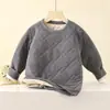 Conjunto de Roupas Infantis com Forro de Lã Térmica Uniforme Escolar Espessado Roupas de Outono e Calças para Meninos Roupas de Outono e Inverno para Meninas