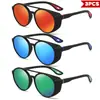 Óculos de Sol Esportivos Polarizados Redondos Modernos com Lentes Duplas e Recortes Laterais, Óculos Unissex à Prova de Poeira para Uso ao Ar Livre Atacado