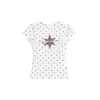 Camiseta de Manga Corta con Diseño de Lunares Estilo Americano para Mujer, Nuevo Estilo de Verano, Estampado de Letras y Estrellas, Corte Ajustado, Top Dulce y Picante