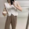 Roupa de Primavera e Outono Simples Cor Sólida Peça Externa Colete de Tricô Feminino 2025 Novo Retrô Pequeno Versátil Colete com Gola