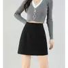 Falda de lana gris oscuro para mujer, mismo estilo que en Xiaohongshu, otoño/invierno 2026, falda corta de línea A de cintura alta adelgazante