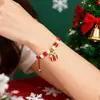 Pulseiras de Natal Mais Vendidas na Europa e América, Sino, Floco de Neve, Peças de Liga de Zinco e Argila Polimérica do Papai Noel, Pulseiras Trançadas à Mão