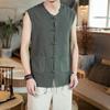 Colete Estilo Chinês Vintage Masculino Terno Tang Solto Tamanho Grande Hanfu Peça Externa Estilo Étnico Algodão Linho Jaqueta Sem Mangas