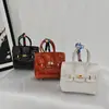 Bolsita de piel charol con patrón de cocodrilo, mini bolso casual platino pequeño, bolsa para auriculares, bolsa con colgante de coche lindo, varios colgantes de bolso