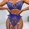 Conjunto de Lencería Sexy Transparente con Cadena Metálica y Encaje Estilo Europeo y Americano