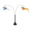 Caña para gatos con ventosa doble, pájaro de plumas simulado, varilla larga flexible, juguete interactivo extraíble para que el gato se divierta solo