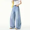 Pantalones de Verano Finos de Pierna Ancha para Hombre Lyocell Tencel, Estilo Retro Americano Holgado Marca de Moda Pantalones de Pierna Curva