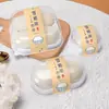 Caja de mochi de nieve de 2 piezas en paquete individual, caja de embalaje de pastelería de mochi con yema de huevo, base blanca con tapa transparente, caja de pastelería tipo blíster ovalada