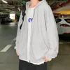 Jaqueta de Primavera e Outono masculina solta marca de moda cardigã suéter casual versátil verão fina jaqueta esportiva com capuz