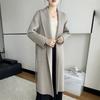 Abrigo de Cachemira de Doble Cara Maillard con Cuello de Fruta Verde 100% Lana Pura Suelto Ropa Exterior de Lana por Encima de la Rodilla Estilo Caliente para Mujer