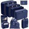 Set de Bolsas de Almacenamiento para Viaje, Set de 11 Piezas para Viajes de Negocios, Bolsas de Almacenamiento con Cordón para Ropa, Bolsas de Almacenamiento Plegables de Malla para Maquillaje y Artículos de Tocador