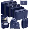 Set organizador de viaje premium, incluye 11 piezas: bolsas para guardar ropa, bolsas con cordón, bolsas para cosméticos y artículos de tocador, y bolsas de malla plegables para almacenamiento