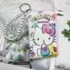 Lindo tarjetero/monedero de dibujos animados de Kuromi y Melody con pulsera de perlas, llavero colgante portátil, clutch
