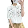Camisa de Manga Media Estilo Nuevo Verano 2026, Cardigan Bordado de Gasa de Algodón de Doble Capa Cómodo y Suave, Camisa Estilo Mori al por Mayor 918