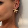Joyería Transfronteriza Europea y Americana Estilo Oceánico Fiesta Pendientes de Botón de Estrella Exagerados Personalidad Vacaciones Playa Pendientes Metálicos de Estrella de Mar