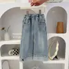 Pantalones vaqueros para niñas de otoño e invierno, ropa infantil elegante, pantalones anchos gruesos de estilo coreano de moda con lazo