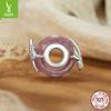 Dije de plata con forma de lazo rosa, cuentas de cristal para pulsera, cuentas de plata s925 románticas y dulces.