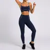 Novo modelo transfronteiriço: Conjunto de yoga respirável com sensação de segunda pele, com bojos removíveis, cintura alta, que levanta o bumbum, para mulheres, adequado para esportes ao ar livre e fitness