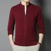 Casaco Cardigan de Lã Masculino Casaco de Tricô de Inverno Masculino Gola Alta 100% Lã de Ovelha