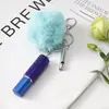Amazon botella de perfume de presión para defensa personal al aire libre Llavero de diamante moda DIY Bola de pelo Colgante de 3 piezas