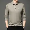 Camisa Polo de Manga Larga con Cuello de Solapa para Hombre de Primavera y Otoño Camiseta Casual Sencilla para Hombre con Estampado de Letras para Hombre