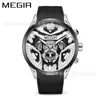 Megel Nuevo Reloj para Hombre Multifunción Cronógrafo Tres Ojos Seis Manecillas Correa de Silicona Transfronterizo Reloj de Cuarzo al por Mayor 2222