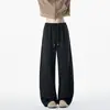 Calça scimitar plissada cinza profundo estilo preguiçoso japonês algodão de alta qualidade calça de moletom unissex solta com caimento casual