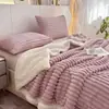Comércio Exterior Transfronteiriço Manta Grossa de Lã de Cordeiro com Fleece e Pelo Sintético de Coelho com Flanela Listrada de Camada Dupla