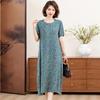 Nova Mãe de Meia-idade Vintage Estilo Nacional Vestido de Verão plus size Vestido de Seda de Algodão 50 Meia-idade Nova Saia Cheongsam Chinesa