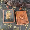 Entrega Direta da Montanha Longhu Madeira de Jucá Atingida por Raio Thangka Pintado à Mão Talismã Pingente de Murta com Tai Chi, Bagua e Quatro Animais Míticos