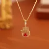 Colar com Pingente Popular Gato da Sorte Novo Estilo Chinês Festivo Traz Riqueza Corrente de Suéter de Alta Qualidade Colar Banhado a Ouro Cobre