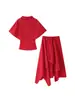 ZA comercio exterior transfronterizo artículo popular de ropa para mujer 2026 verano nuevo conjunto de top de manga corta y cuello medio alto y falda larga de cintura alta