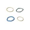 Paquete de 4 Anillos de Cuentas Azules ~ Anillo de Dedo Apilable de Moda de Cuatro Piezas para Mujer con Diseño de Nicho
