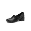 Mocasines retro de cuero de alta calidad, colección otoño 2026, tacón medio grueso, zapatos casuales, punta redonda, cuero genuino, planos de corte bajo, estilo mujer