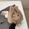 Bolsa Nova de Pelúcia Transfronteiriça Bolsa de Mão Moda Bolsa Transversal Bolsa de Ombro Único Transversal Exquisita de Pelúcia Outono e Inverno de Alta Qualidade