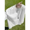 Outono 2026 Novo Estilo Estilo Hong Kong Posing Tamanho Plus Gola V Manga Longa Camiseta M-5X HT26699-P25